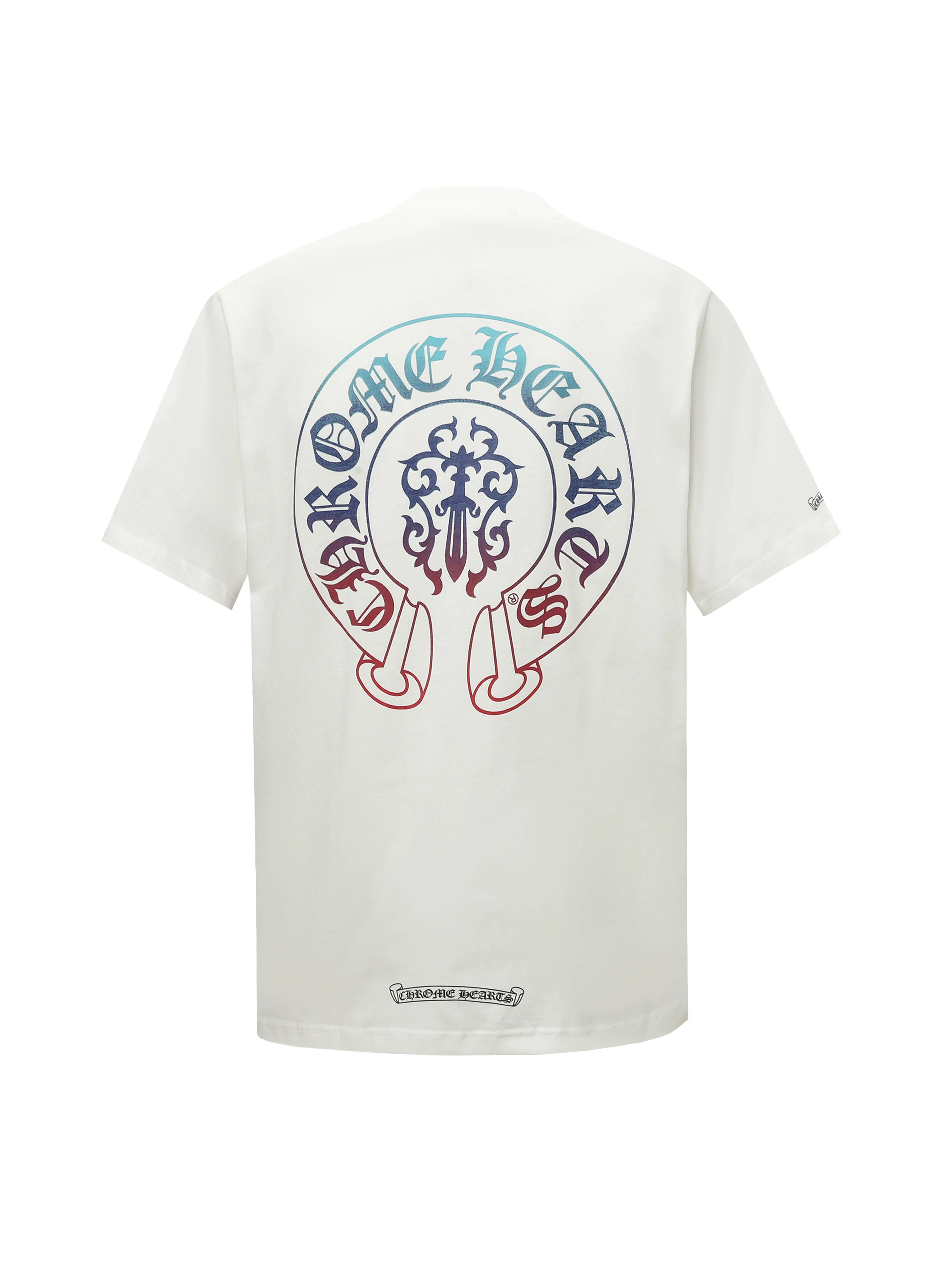 🅿️170 Chrome hearte/Chrome heart ch 25ss early spring Sanskrit horseshoe print short-sleeved T-shirt. A must-have item for daily commuting for men and women in light luxury. The correct version is welcome to compare. Detailed features: ·280g 100% cotton double yarn jersey fabric. ·Custom-dyed in the same cylinder, special thickened 32 pieces double-strand 1x1 thread. ·Double-needle cross-stitch technology. ·Original main mark washed tag. Color: black white. Size: XS-L